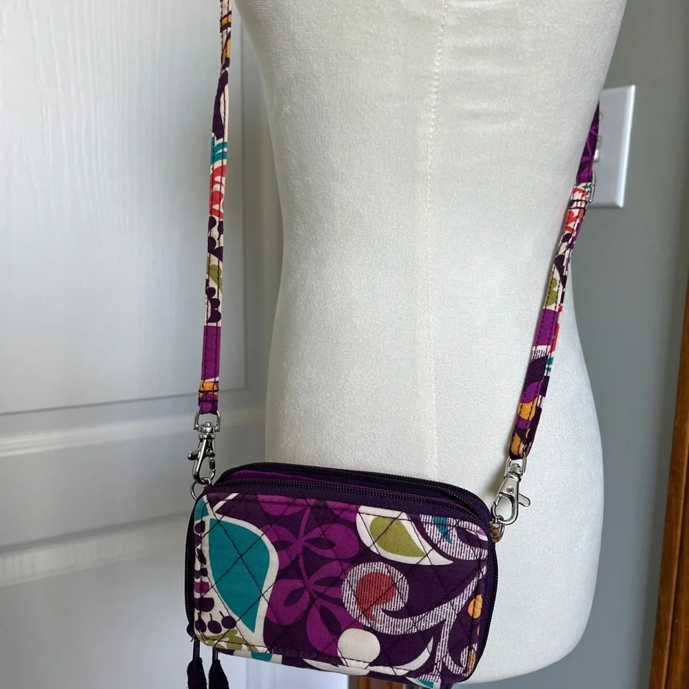 Vera Bradley crossbody wallet purple removable straps